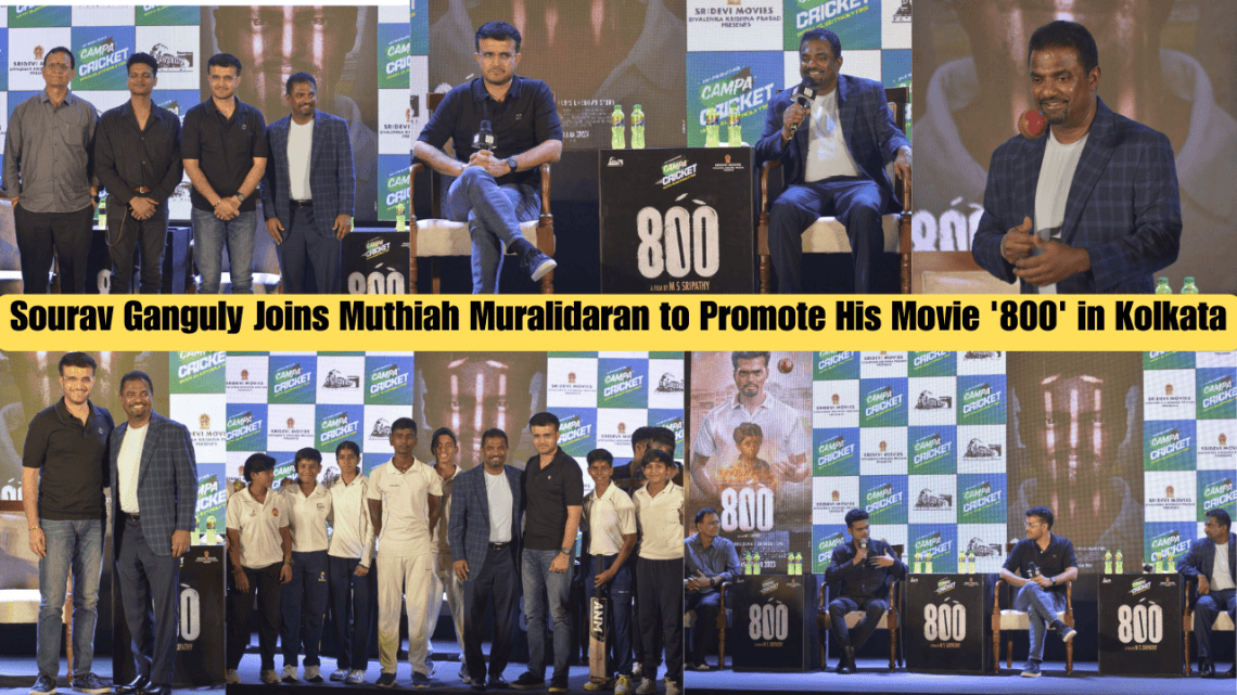 Sourav Ganguly Joins Muthiah Muralidaran to Promote His Movie '800' in Kolkata