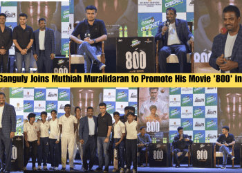 Sourav Ganguly Joins Muthiah Muralidaran to Promote His Movie '800' in Kolkata