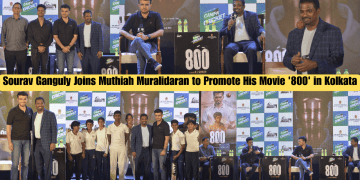 Sourav Ganguly Joins Muthiah Muralidaran to Promote His Movie '800' in Kolkata