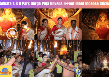 Kolkata's S B Park Durga Puja Unveils 6-Foot Giant Incense Sticks