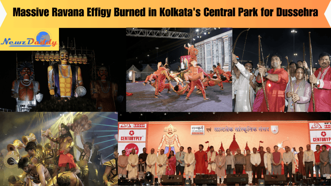 Massive Ravana Effigy Burned in Kolkata's Central Park for Dussehra