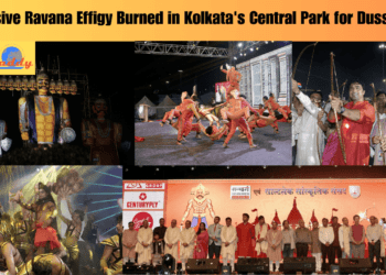 Massive Ravana Effigy Burned in Kolkata's Central Park for Dussehra