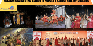 Massive Ravana Effigy Burned in Kolkata's Central Park for Dussehra
