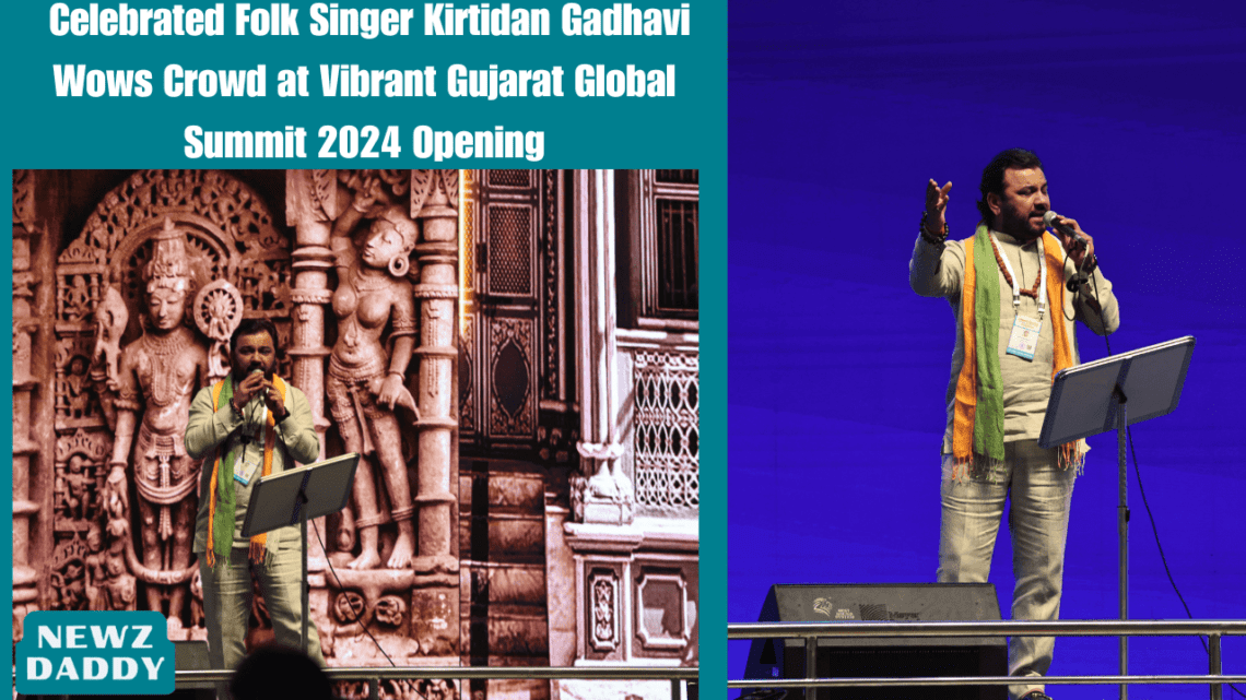 Celebrated Folk Singer Kirtidan Gadhavi Wows Crowd at Vibrant Gujarat Global Summit 2024 Opening