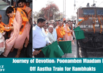 Journey of Devotion Poonamben Maadam Flags Off Aastha Train for Rambhakts