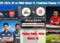 IPL 2024 GT vs PBKS Match 17. Points Table - Predicted Playing 11