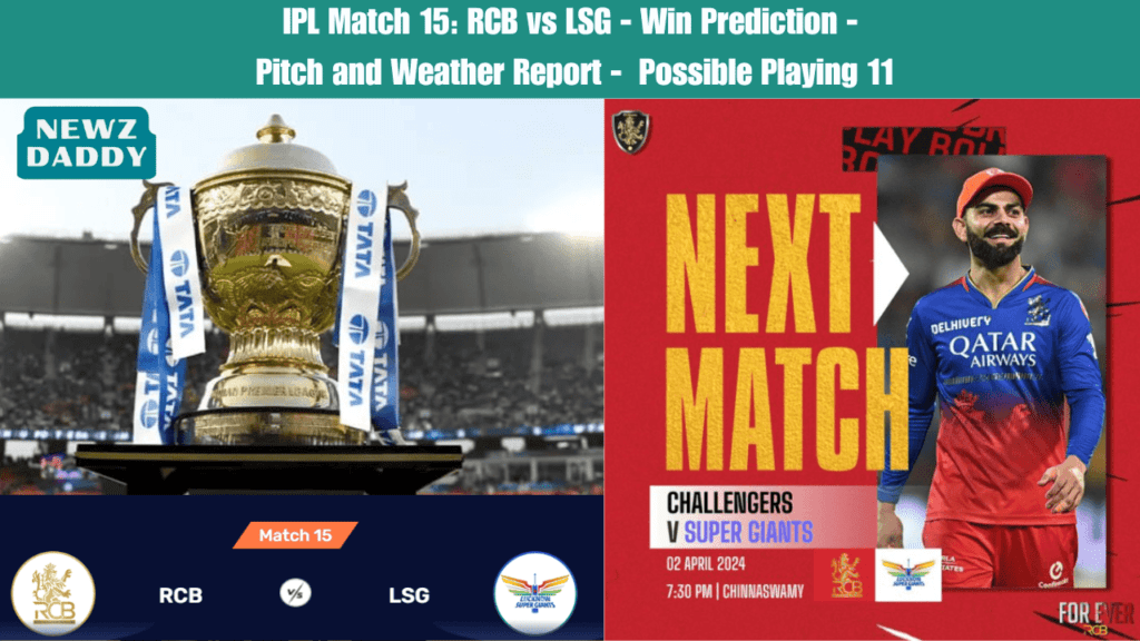 IPL Match 15 RCB vs LSG - Win Preditction - Pitch and Weather Report - Possible Playing 11