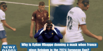 Why is Kylian Mbappe donning a mask when France plays Belgium in the 2024 European Cup