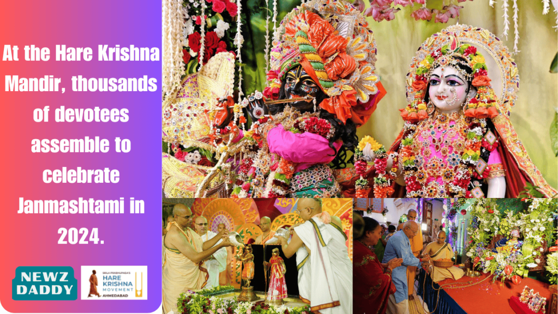 At the Hare Krishna Mandir, thousands of devotees assemble to celebrate Janmashtami in 2024.