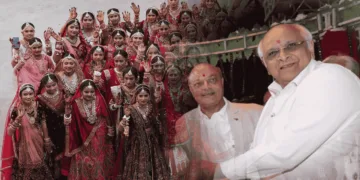 “Gujarat CM, Shri Bhupendrabhai Patel Performs Kanyadaan at ‘Piyariyu’ Ceremony” (1)