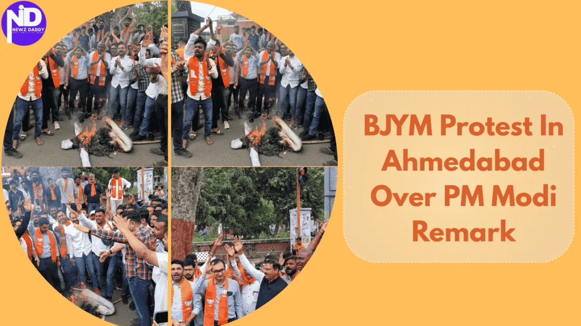 BJYM Protest In Ahmedabad Over PM Modi Remark