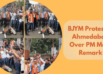 BJYM Protest In Ahmedabad Over PM Modi Remark