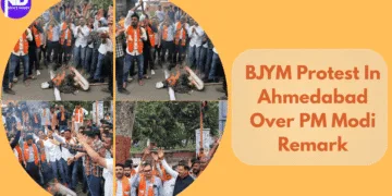 BJYM Protest In Ahmedabad Over PM Modi Remark