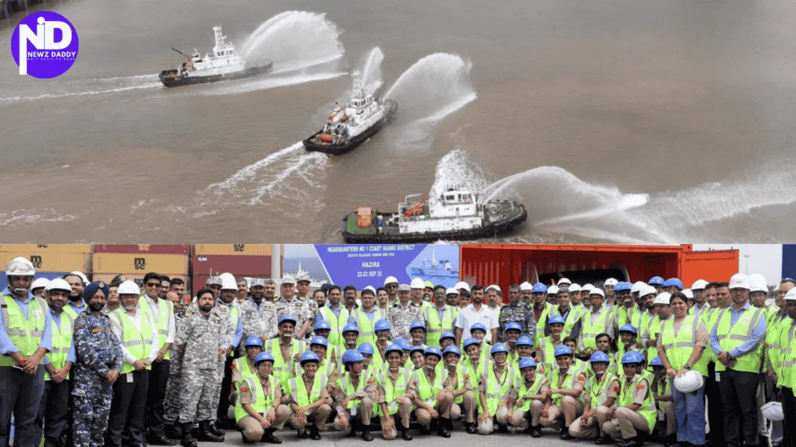 Indian Coast Guard Pollution Response Exercise At Hazira