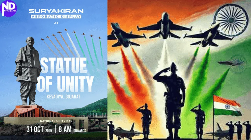 IAF Suryakiran Air Show at Statue of Unity on Oct 31, 2025