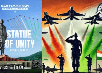 IAF Suryakiran Air Show at Statue of Unity on Oct 31, 2025