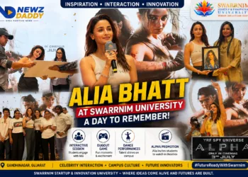 Alia Bhatt at Swarrnim University Promotes Alpha Film